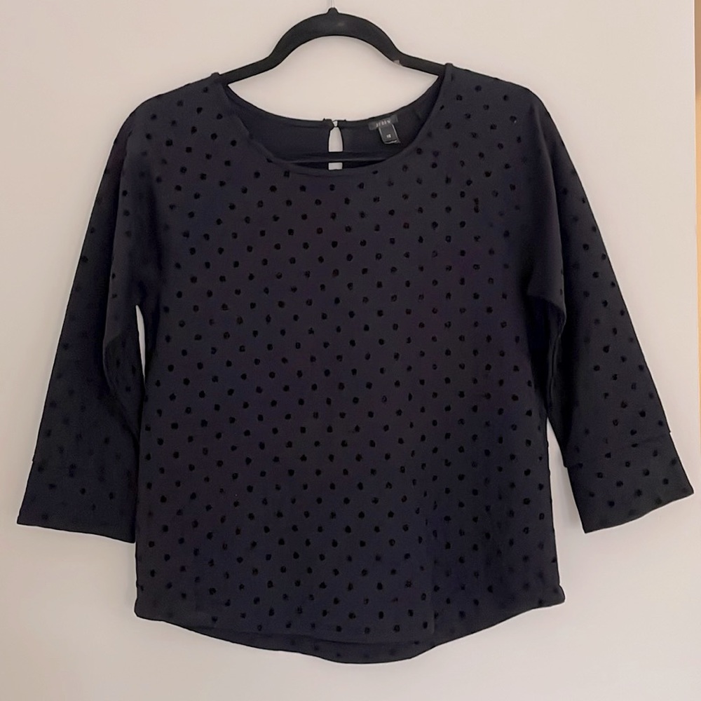 J.Crew Navy blue polka dot blouse
